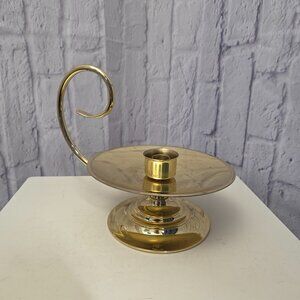 Vintage Baldwin Brass Large Chamberstick Candle Holder with Loop Handle